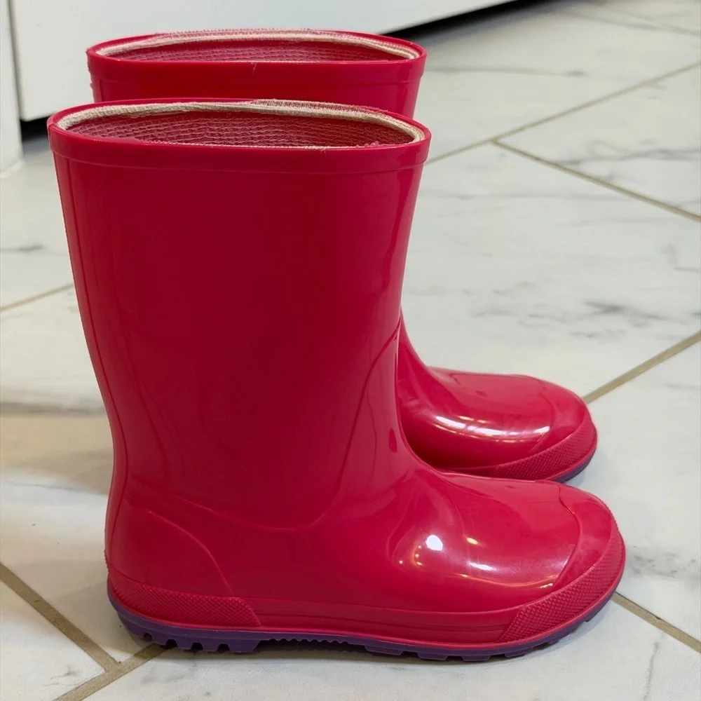 Barbiecore Bright Pink Rain Boots | Wonder Nation Puddle Jumpers | Size 2-3
